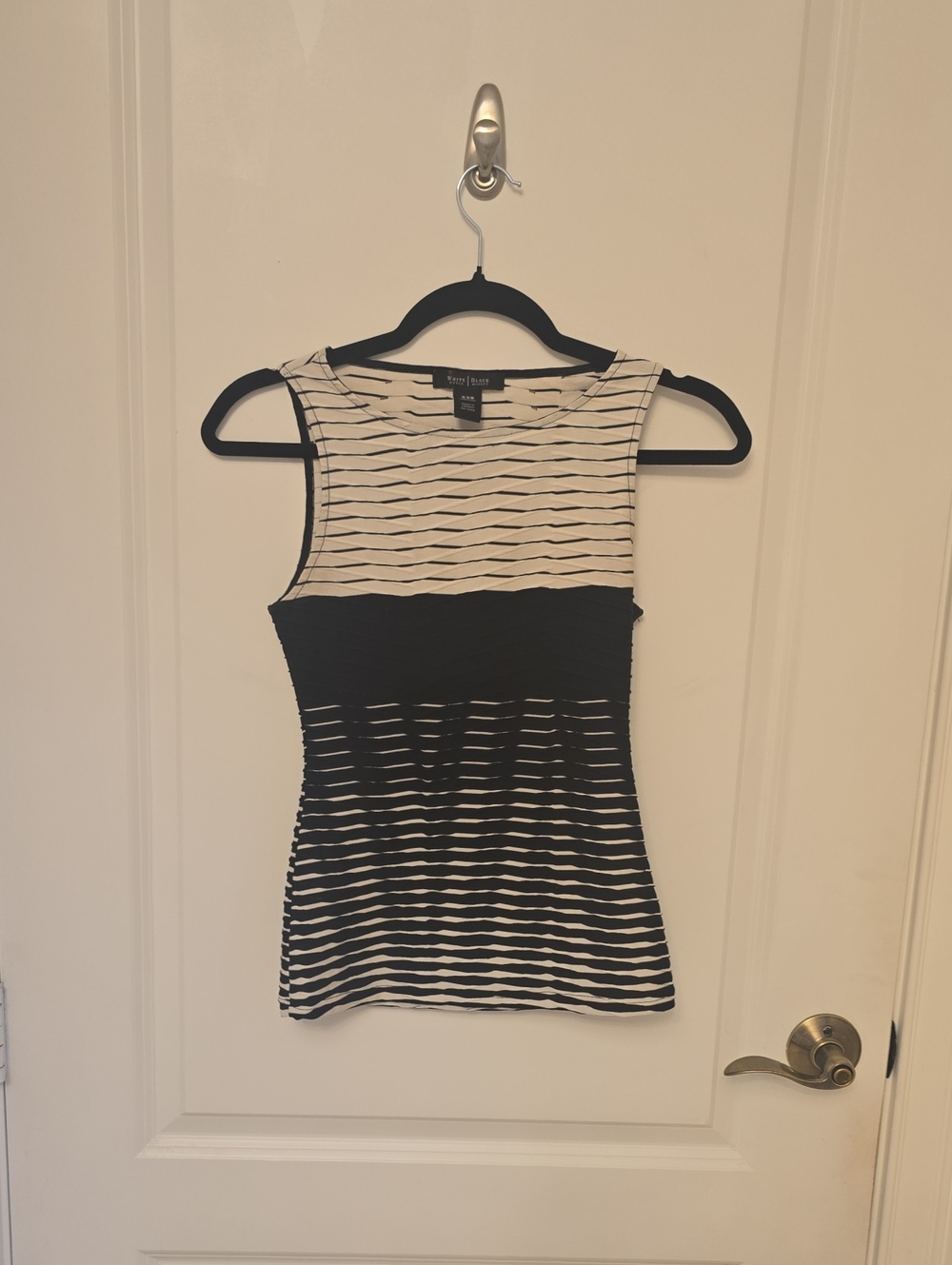 White House Black Market Black & White Striped Sleeveless Knit Tank